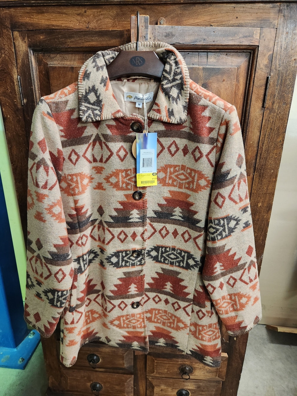 Pendleton-Inspired Wool Coat Aztec Print
